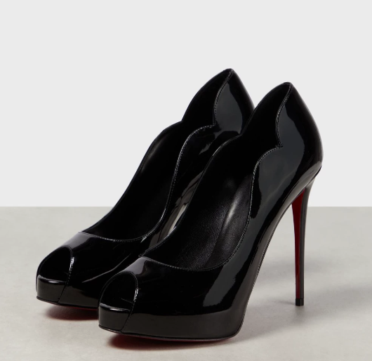 Patent Leather Peep-toe Platform Pumps with Red Sole