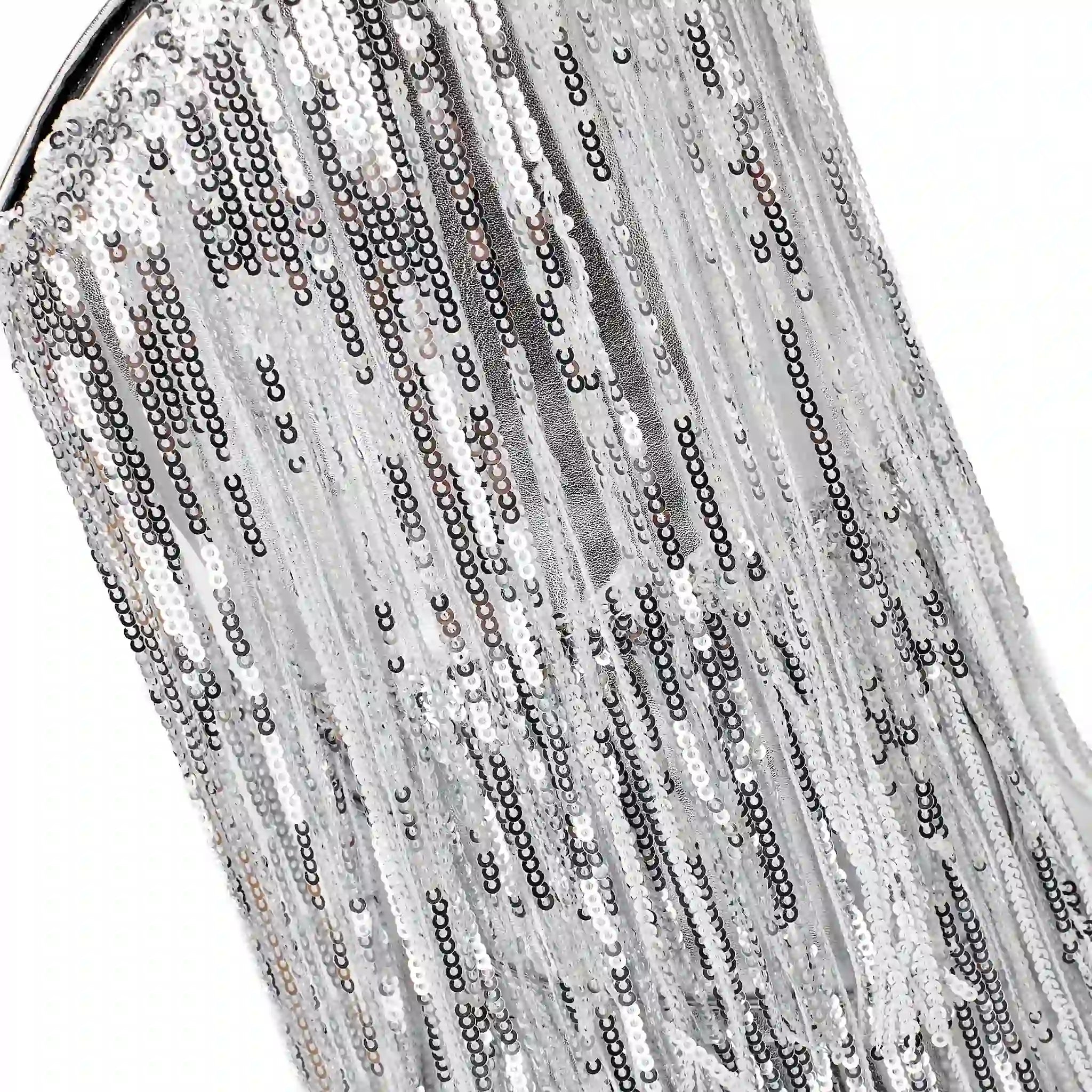 Women's Rhinestone Fringe Boots Sparkly Crystal Tassel Cowgirl Boots Pointed Toe Chunky Heel Mid Calf Bling Boots for Nightclub Party Wedding Festival Halloween Christmas Silver