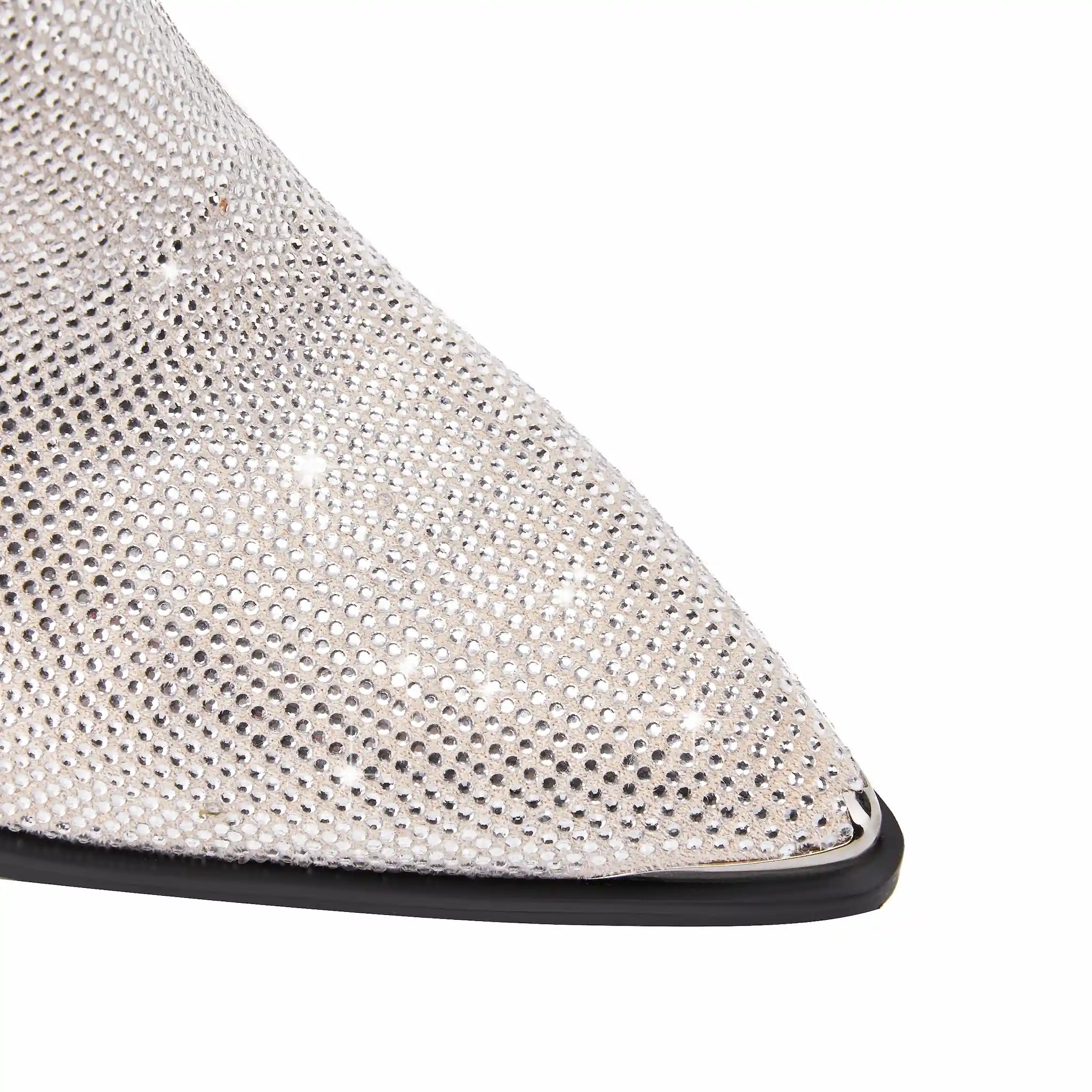 Women's Lightning Bolt Rhinestone Boots Sparkly Pink Silver Crystal Cowgirl Boots Pointed Toe Chunky Heel Tall Shaft Bling Western Boots for Concert Festival Christmas New Year