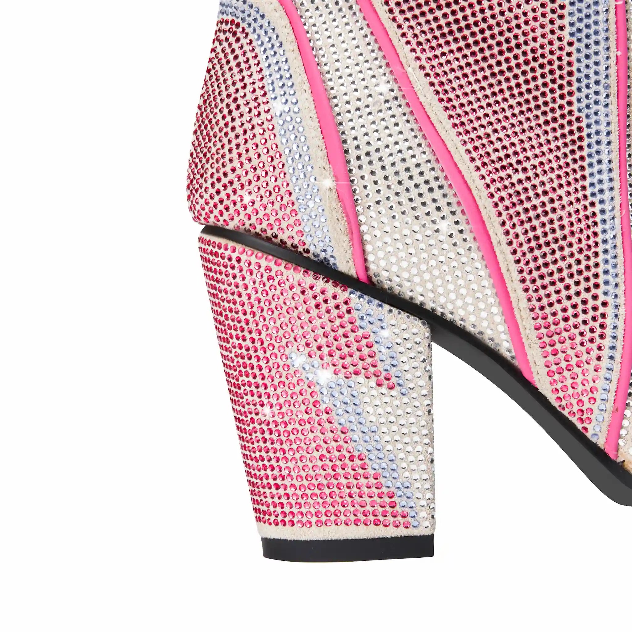 Women's Lightning Bolt Rhinestone Boots Sparkly Pink Silver Crystal Cowgirl Boots Pointed Toe Chunky Heel Tall Shaft Bling Western Boots for Concert Festival Christmas New Year