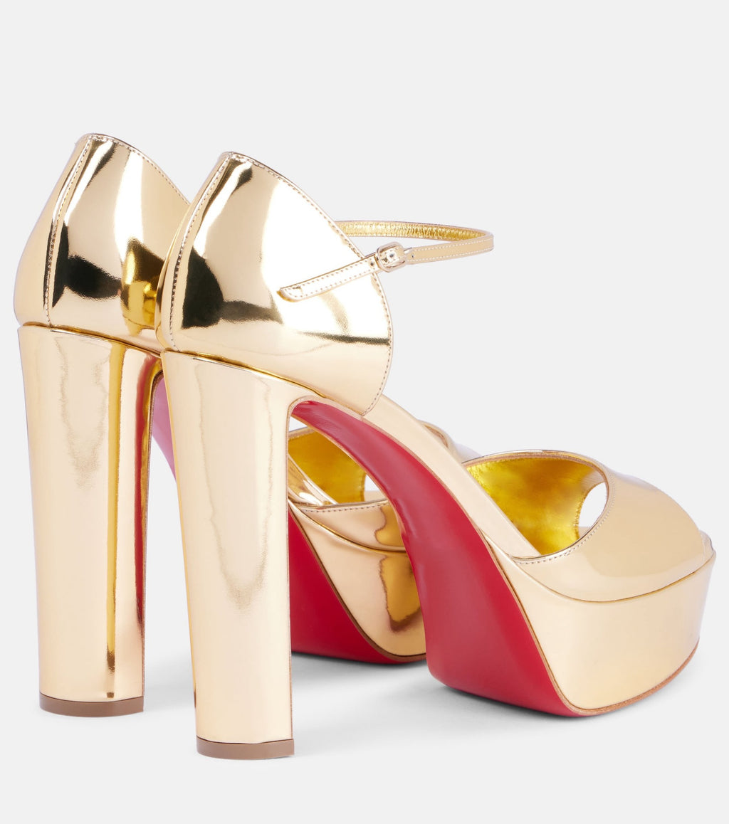 Black Suede Platform Block Heel Sandals with Red Sole