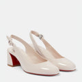 Patent Leather Slingback Block Heel Pumps with Red Sole