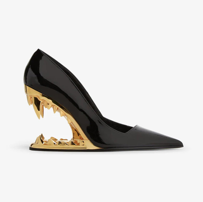 Statement Shark Jaw Sculptural Heel Pumps