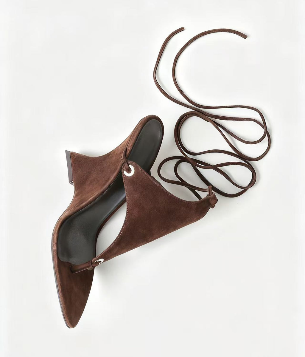Sculptural Wedge Thong Sandals with Ankle Wrap