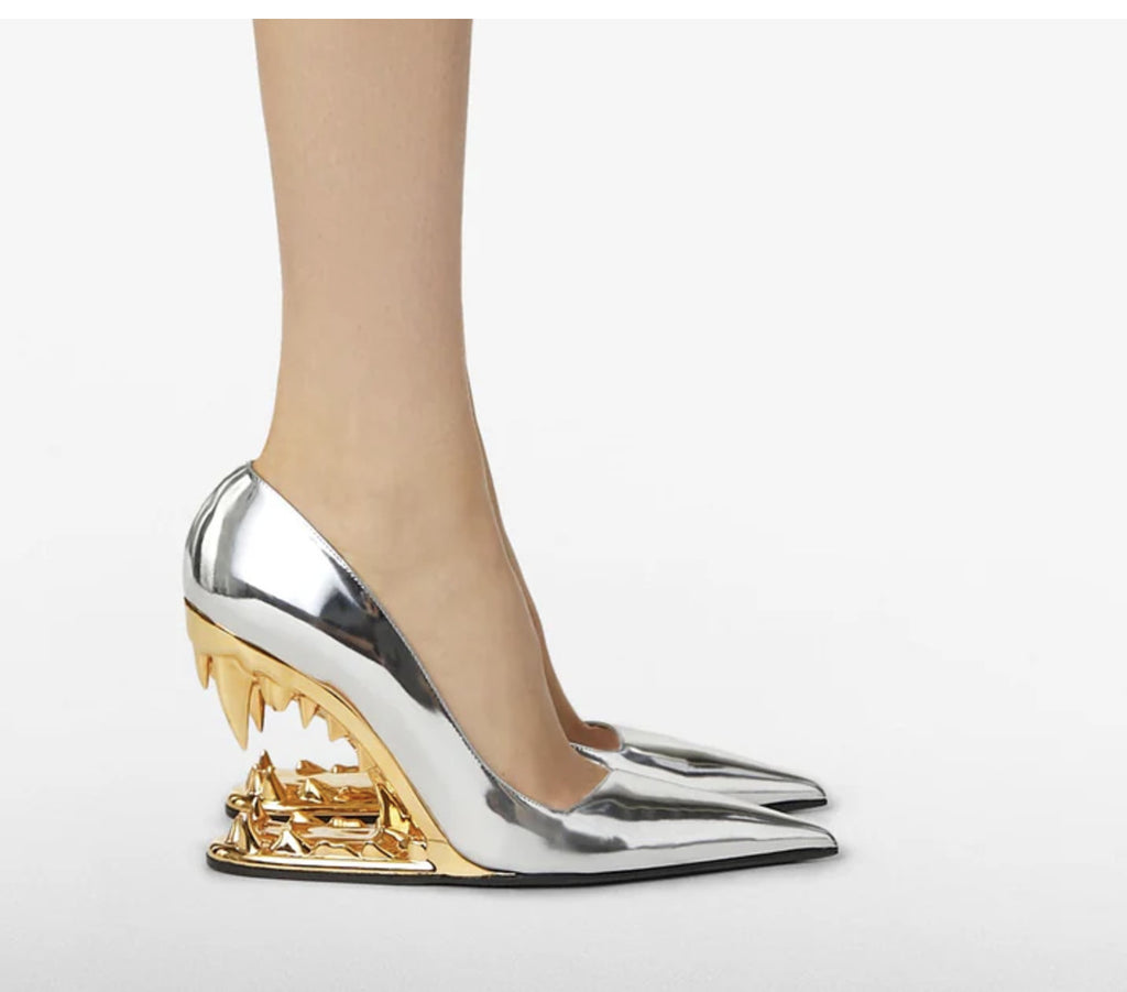 Statement Shark Jaw Sculptural Heel Pumps